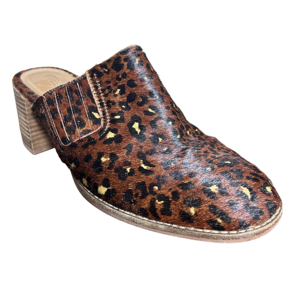 Madewell Shoes 9 Leopard Calf Hair Mules Brown Animal Print Block Heel